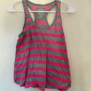 Gray and Pink Striped Women’s Tank Top